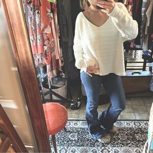 Lucky Brand Oversized Sz L Cream Knit Sweater